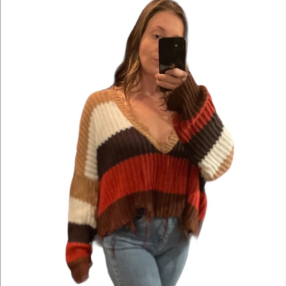 Skylar + Madison Striped Distressed Sweater - Picture 3 of 6